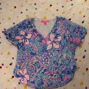 Lilly Pulitzer Floral Top - Blue and Pink